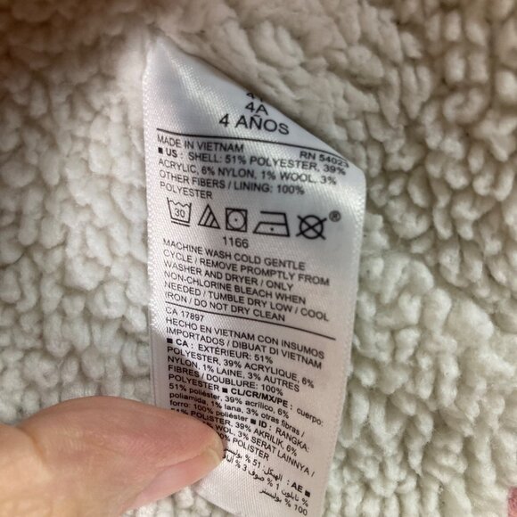 Girls Old Navy Buffalo Plaid Shacket Pink Tan 4T Polyester Acrylic Nylon Wool Ot - Picture 5 of 8